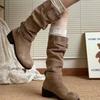Retro British style but knee thick heel boots new summer height increase and thin knight boots