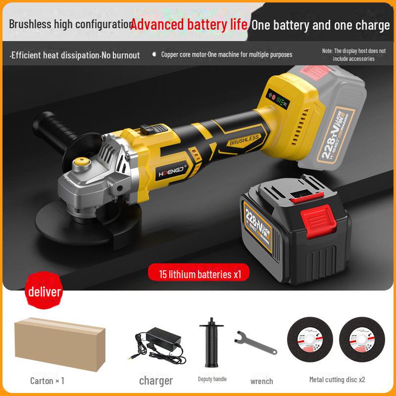 Brushless Lithium-Ion Angle Grinder with HD Display, High Power, and Long-Lasting Large Battery Capacity