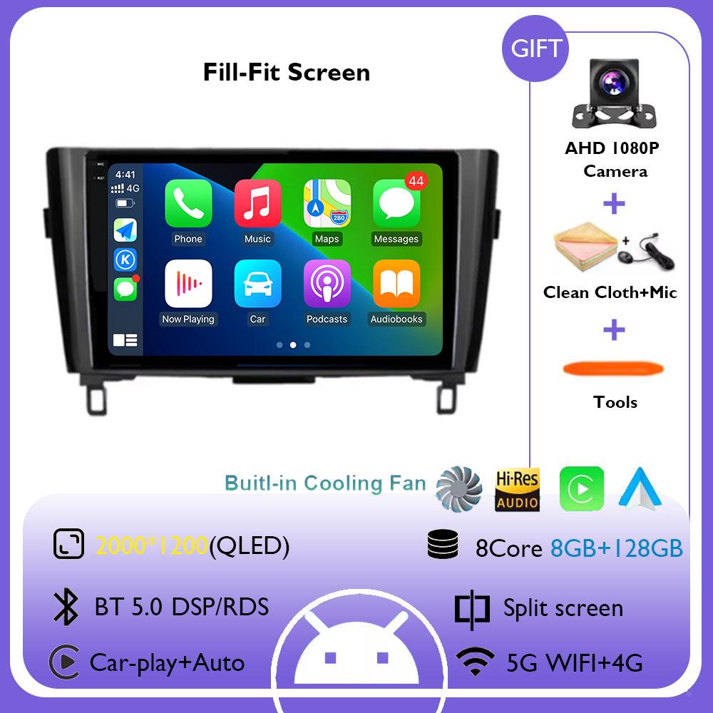 Wireless CarPlay&Auto Android 14 Radio For Nissan Qashqai J11 X-Trail 3 T32 2013-2017 Car Multimedia GPS Navigation Autoradio