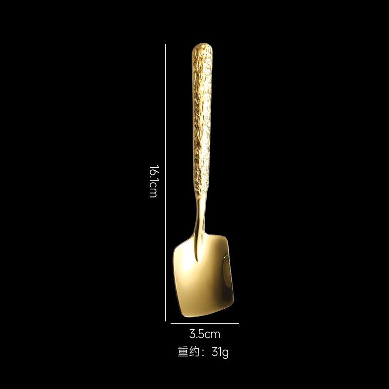18-10 Stainless Steel Fruit Spoon Ice Cracked Pattern Ice Cream Dessert Spoons Watermelon Shovel Falt Coffee Tea Spoon