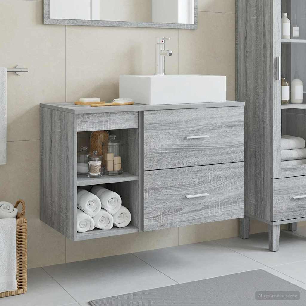 Bathroom Furniture Set 2 Pcs Grey Sonoma Particleboard