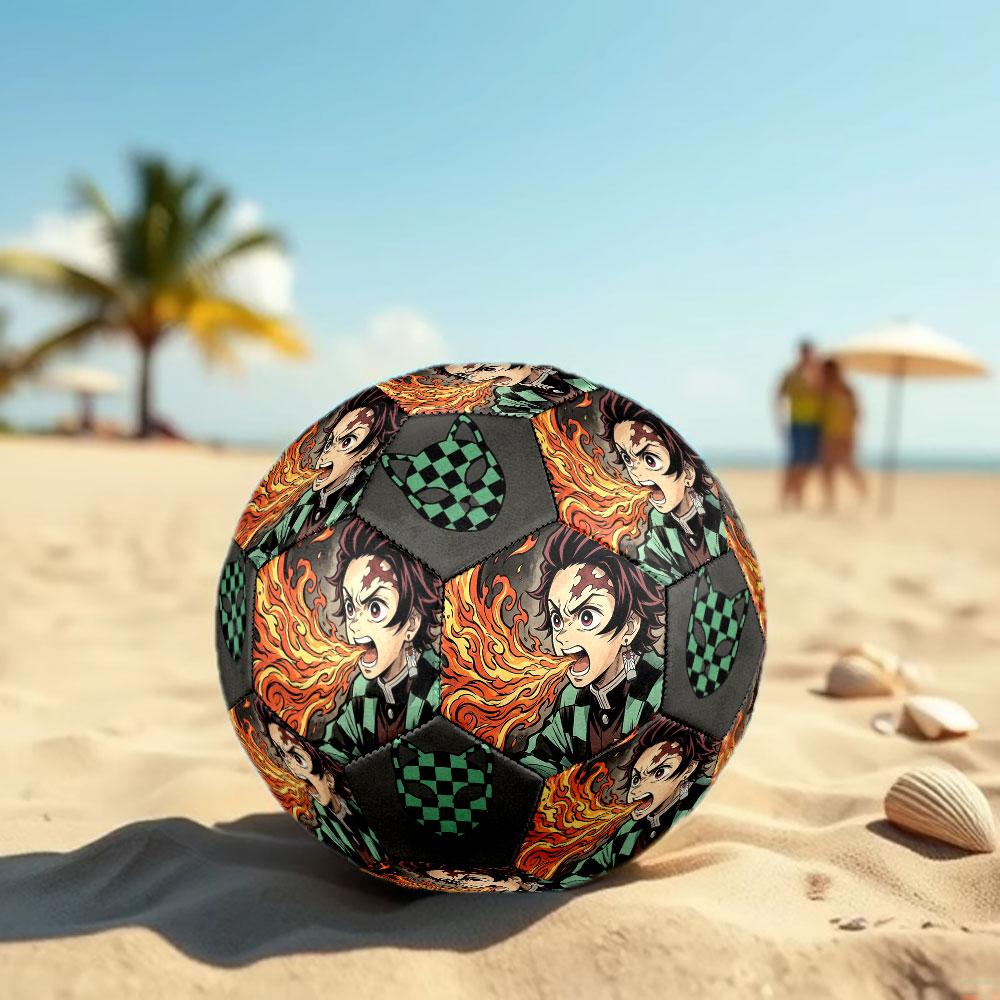 1pc Demon Slayer Kimetsu No Yaiba Soccer Ball Size 5 Indoor Soccer Ball Fashion Colorful Backyard Game - Great For Sports Fans Gift HE29