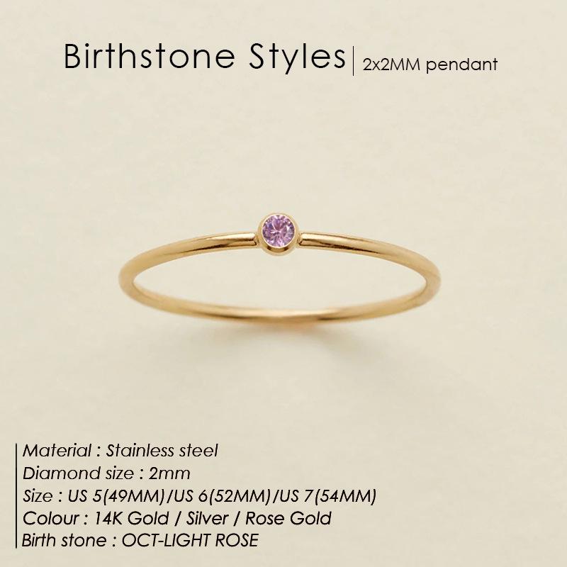 eManco Gold-Plated Non-Constricting Ring for Women - Thin Band with Tiny Diamond Accents and December Birthstone