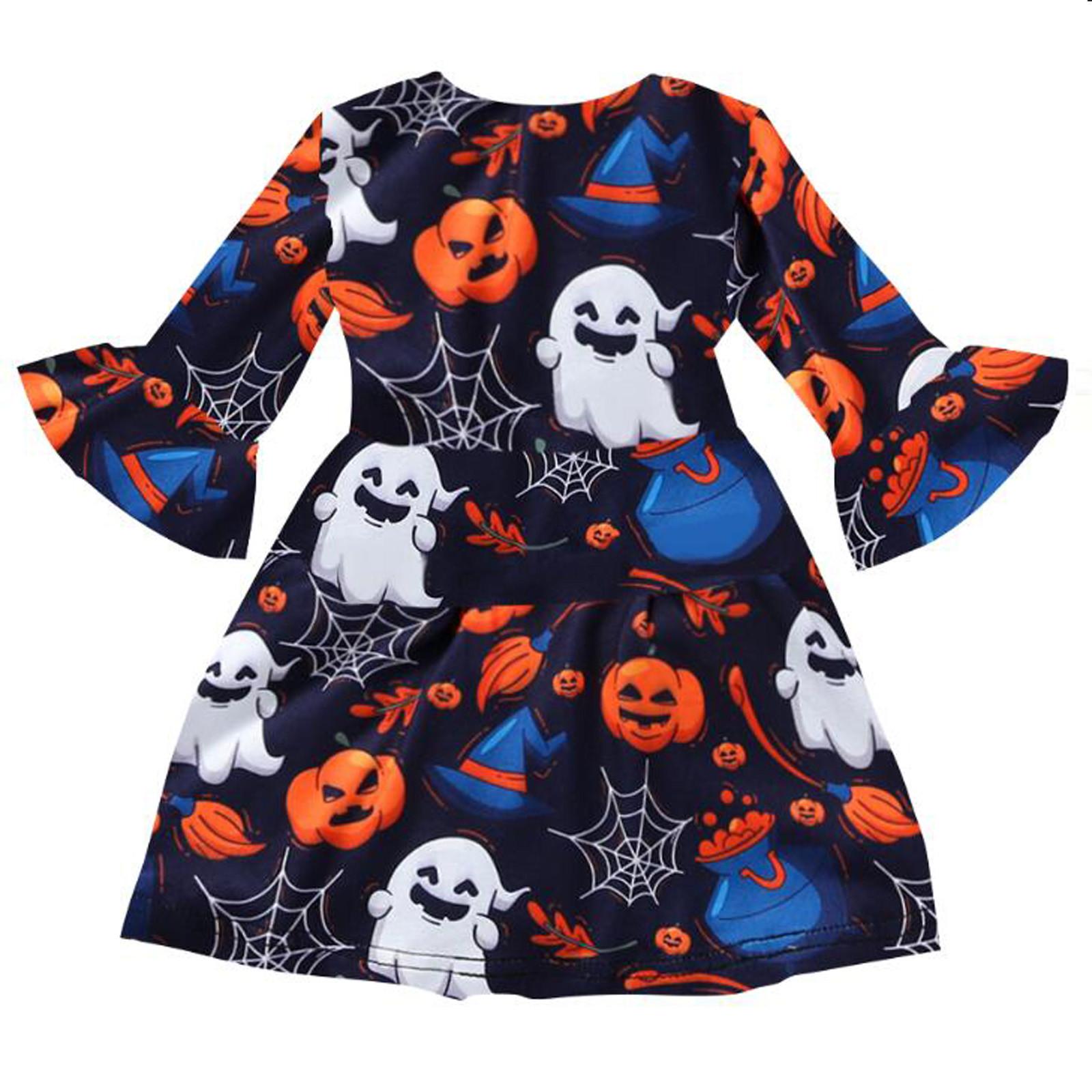 

Платье на Хэллоуин с принтом для маленьких девочек, наряды принцессы 90 синий