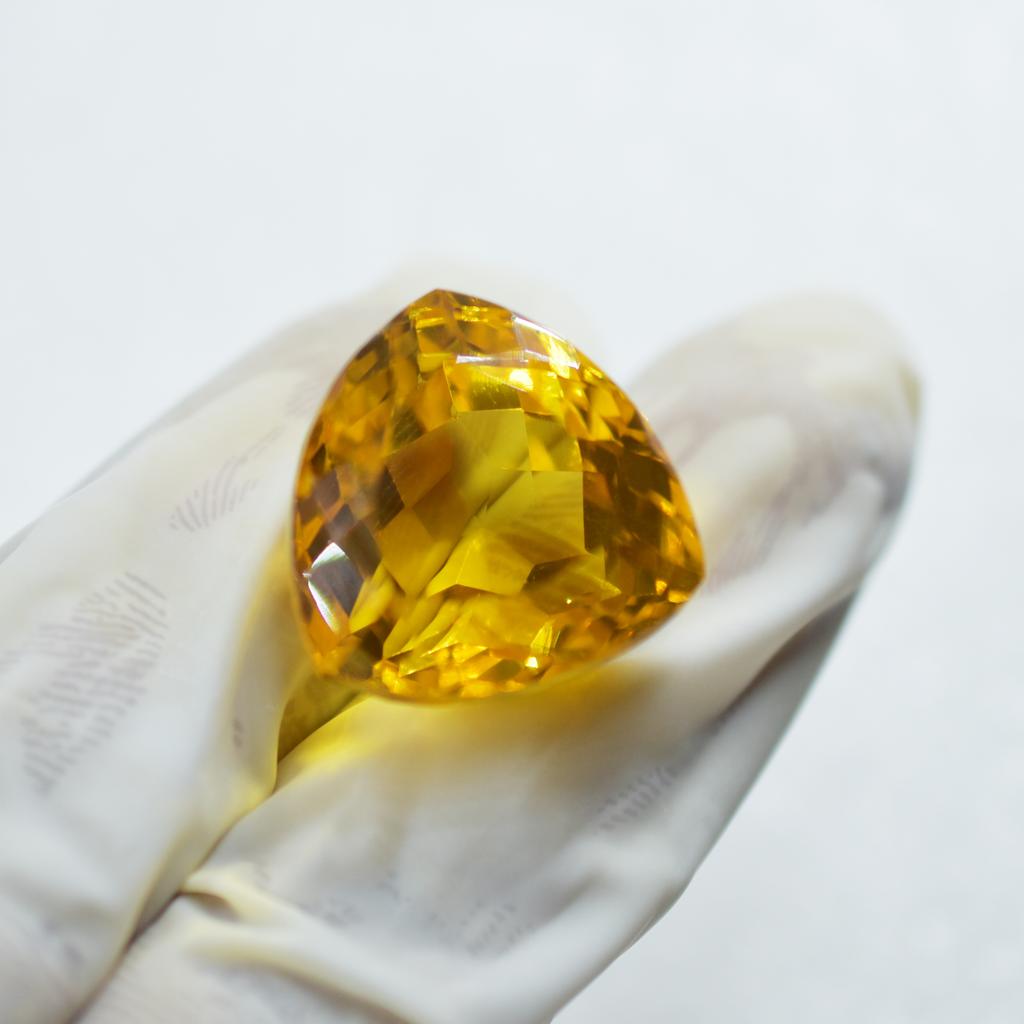 Natural Yellow Tourmaline Loose Gemstone Trillion Cut 41 ct October Birthstone for Gem Collections