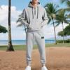Herren Winter Warm Fleecegefüttert Lässig Arbeitskleidung Set Kapuzenpullover Hose Sportlich Streetwear