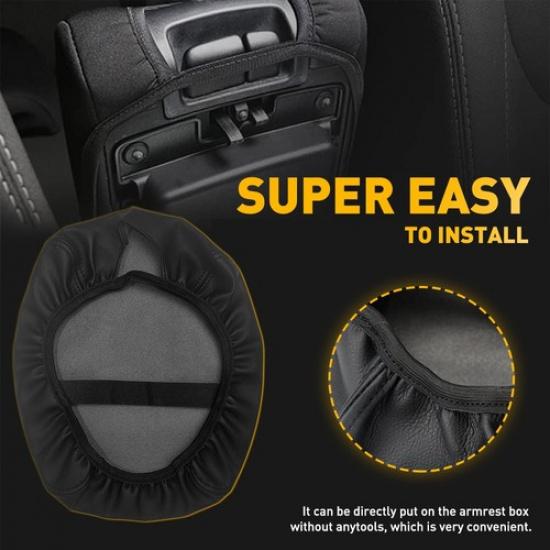 Fit Toyota 4Runner 2010- Car Console Lid Cover Armrest Center Black Leather