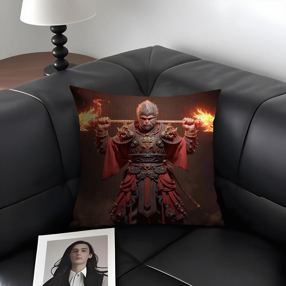 BBlack MythH Game Cushion Cover Natural Linen Organic Fabric DoubleSided Printing Sofa Home Decor Gift Pillow Case