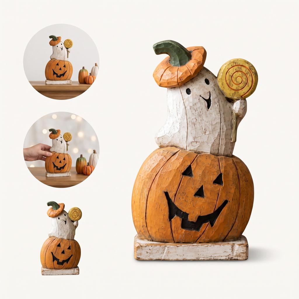 Halloween Pumpkin Figurine for Home Party Tabletop Decor