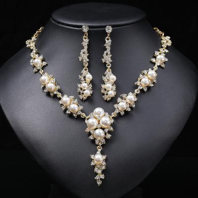 Bridal Wedding Accessories Pearl Alloy Necklace Earrings Wedding Toast Dress Accessories Evening Dress Light Luxury Jewelry