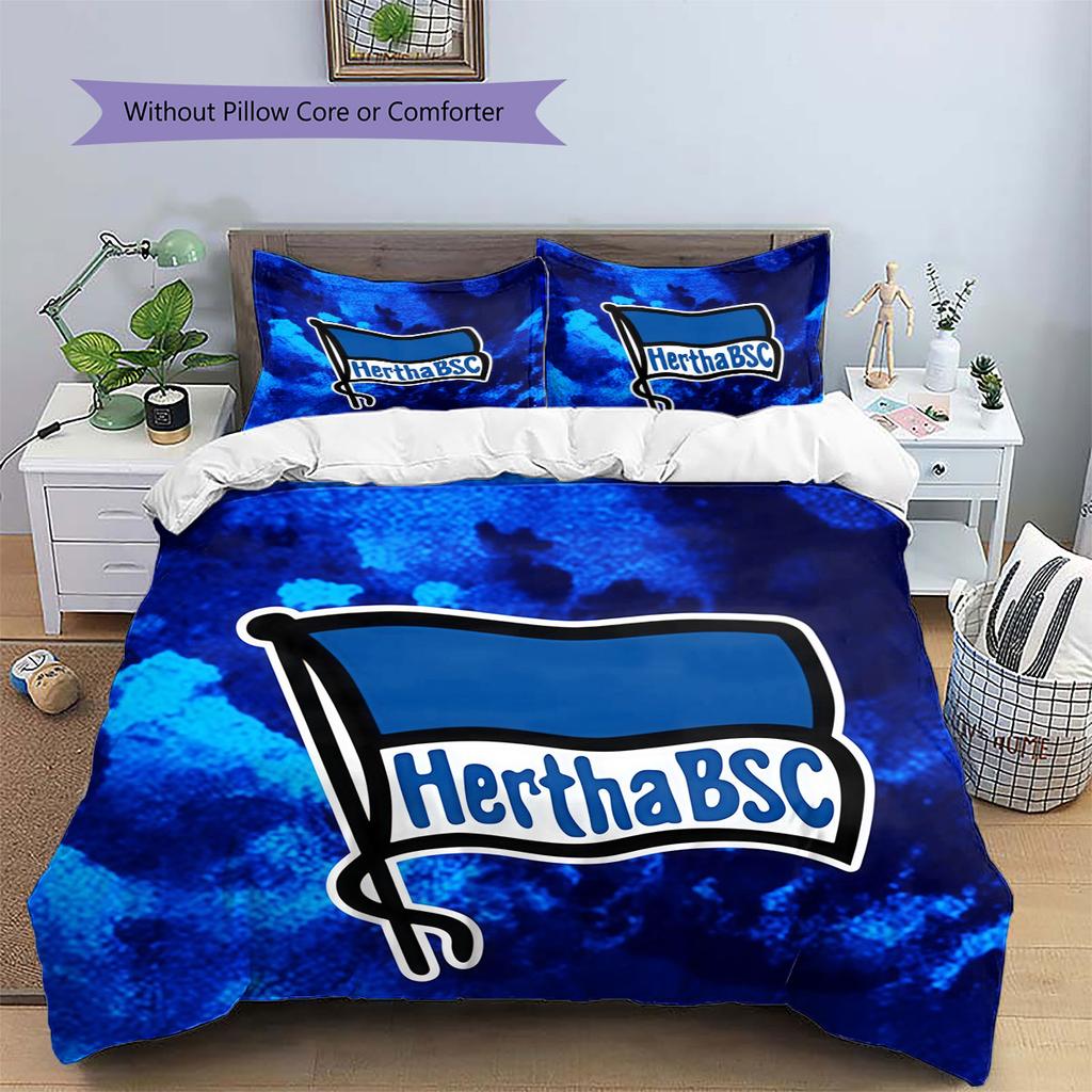 Hertha BSC Pattern Bedding,Quilt Set Quilt Cover Pillowcase Home Birthday Gift(1 * duvet cover + 2 * pillowcase, without core)