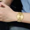 BUREI Herrenuhr, Einfach, Wasserdicht, Analog, Beliebt, Stilvoller Mailänder Stil mit Mesh-Armband und Gold-Armband
