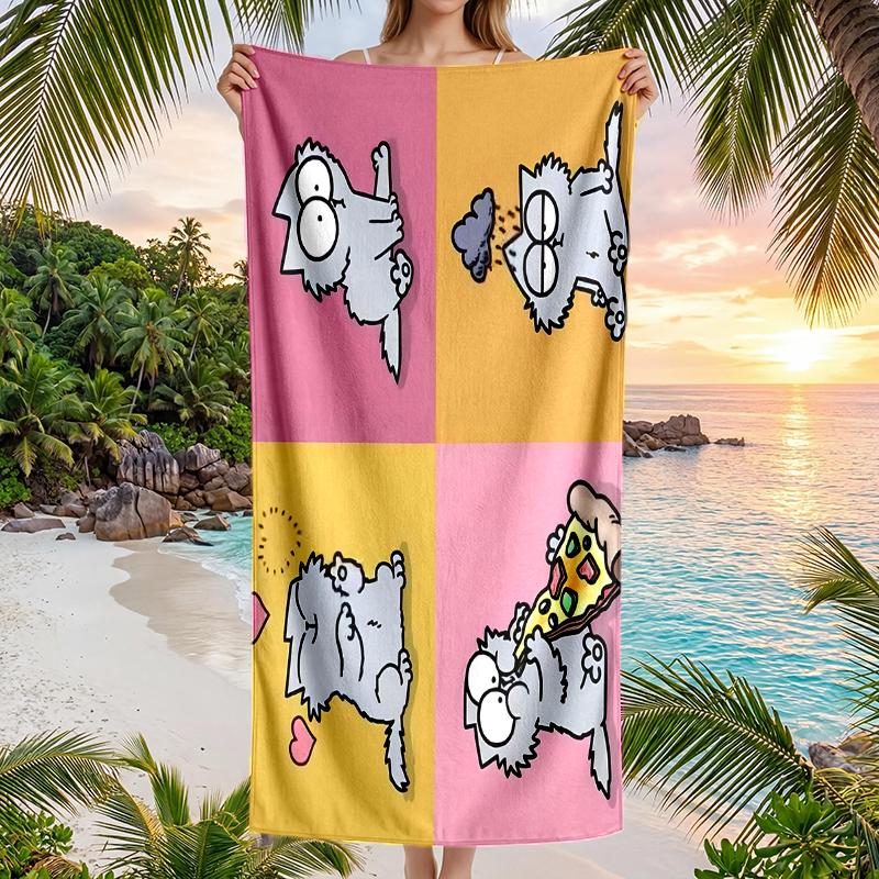 Simon'S Cat Fashion Beach Towel: Ideal for Summer Adventures Soft, absorbent and quick drying suitable for swimming and bathing