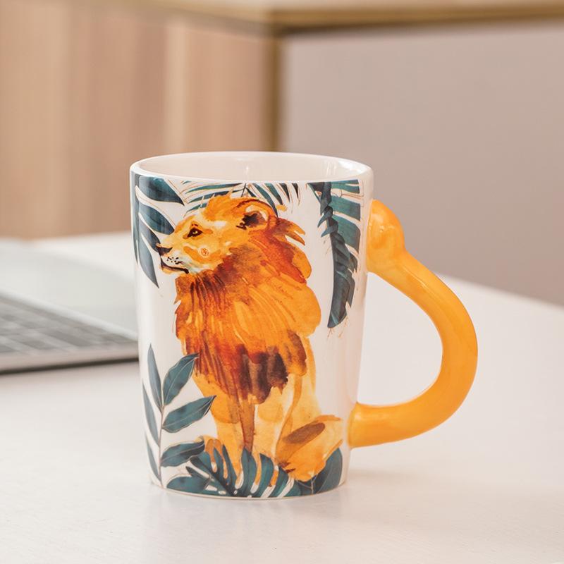 

Animal Shaped 3D Breakfast Cup Ceramic Coffee Mug Rooster Elephant Tiger Zebra Parrot Porcelain Water Cup For Kids 350-450ml