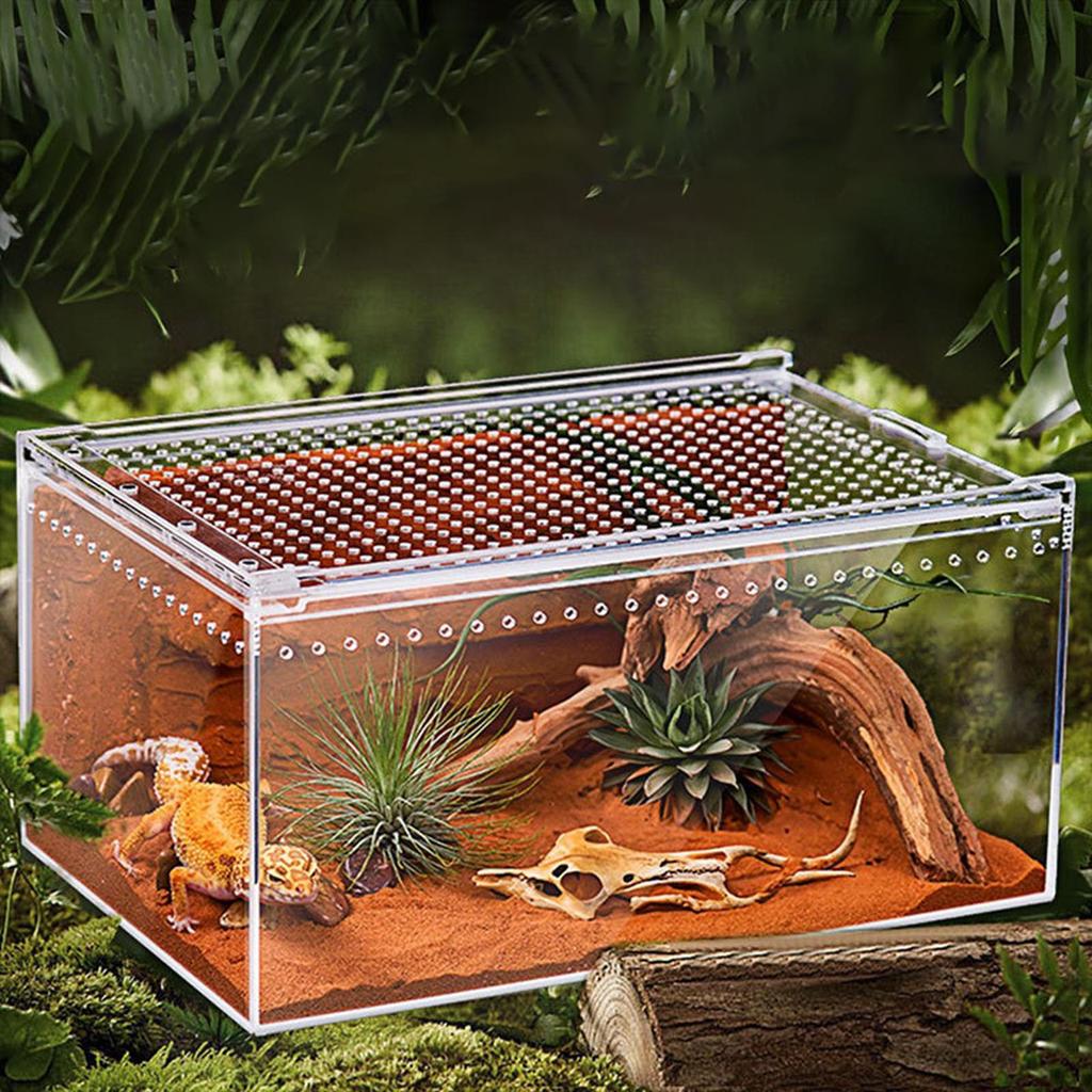 Reptile Terrarium Turtle Tank Clear Sturdy Convenient Transparent Reptiles Cage Habitat Breeding Box