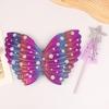 Children Beautiful Butterfly Angel Wings Girls Fairy Magic Wand Flower Fairy Performance Princess Birthday Party Dress Up Props