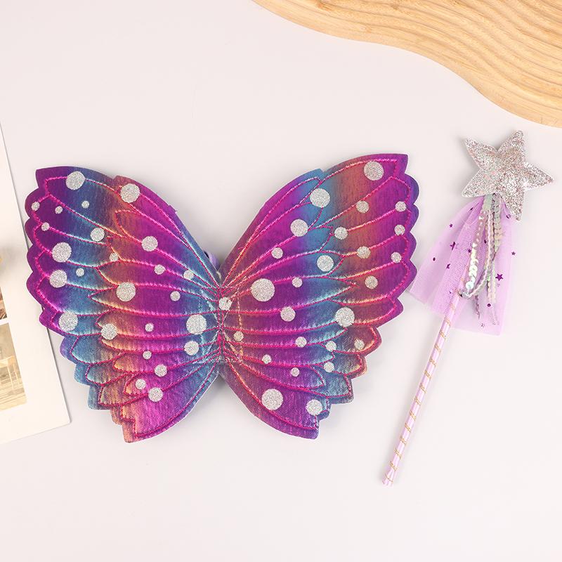 Children Beautiful Butterfly Angel Wings Girls Fairy Magic Wand Flower Fairy Performance Princess Birthday Party Dress Up Props
