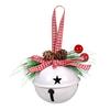 Christmas Bell Ornaments with Pinecones Berries Plaid Bow Rustic Metal Jingle Bells Xmas Tree Hanging Decor for Holiday Door Window Tree Party Decor