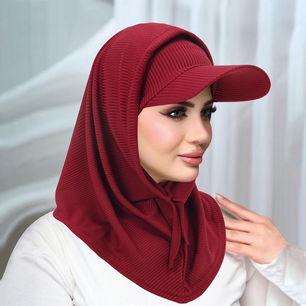 Islamic Hijab Baseball Cap for Woman Abayas Jersey Scarf Neck Cover Muslim Women Turban Instant Head Wrap Solid Color Hat