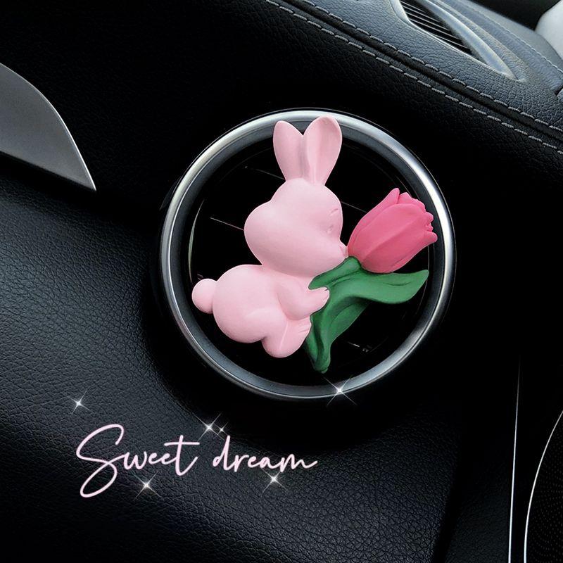 Cute Internet-Famous Bunny Car Air Freshener, Long-Lasting Aroma Diffuser, Car Vent Bouquet Decoration Clip, Gift for Girls