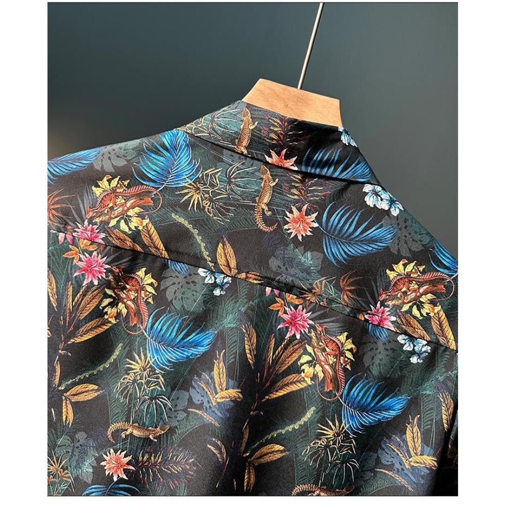 New Short-sleeved Floral Shirt for Men Fashionable and Handsome Loose Men's