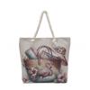 Spring New Large Capacity Double-Sided Tote Bag for Women Retro Oil Painting Style Shoulder Handbag