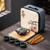 Portable Chinese Kung Fu Tea Set with Carrying Bag – Ceramic Travel Teapot Set with 4 Cups, Gaiwan & Tea Accessories