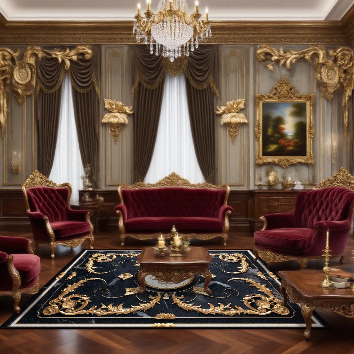 

Великий Золотий Килим для Декору Вітальні, Килим для Холу, Нековзний Килимок під Ноги біля Дивана, Європейські Розкішні Килими для Спальні, Домашній Килим 60*90cm