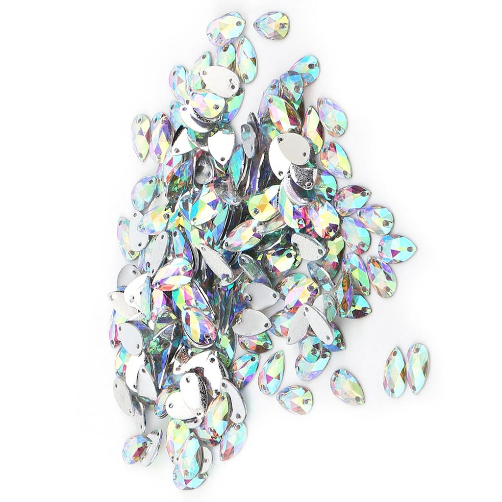 200pcs Drop Shape Resin Flatback Sewing Rhinestone with Double Holes Decoration(Multi Color)