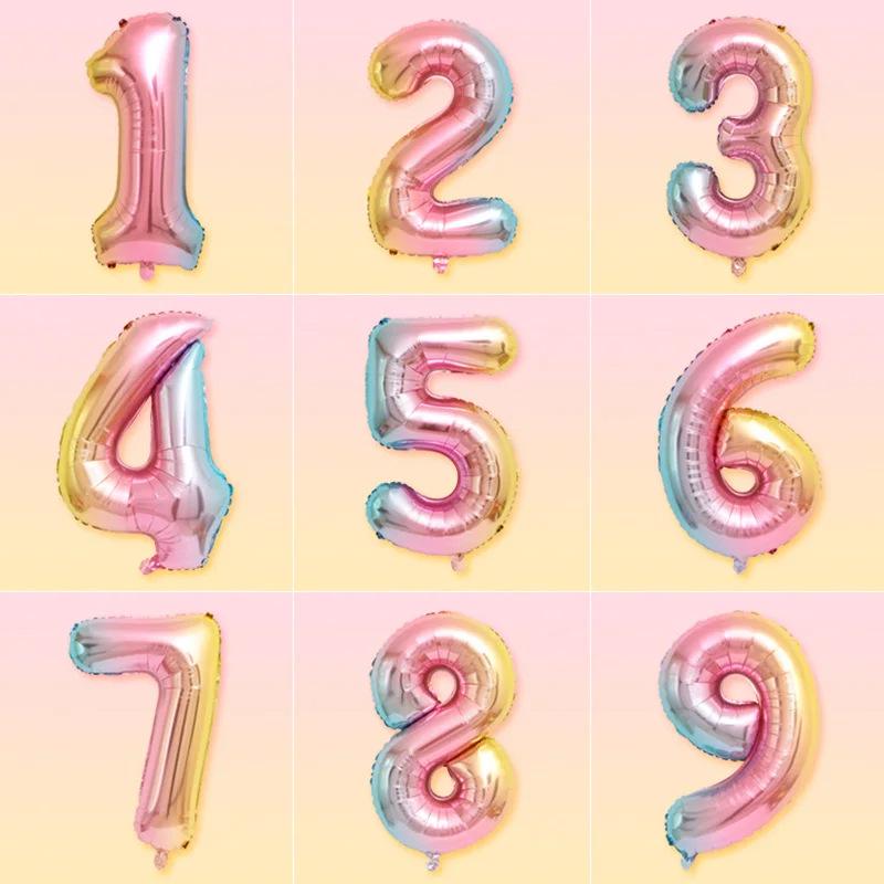 32-Inch Gradient Color Aluminum Foil Number Balloons - US Version