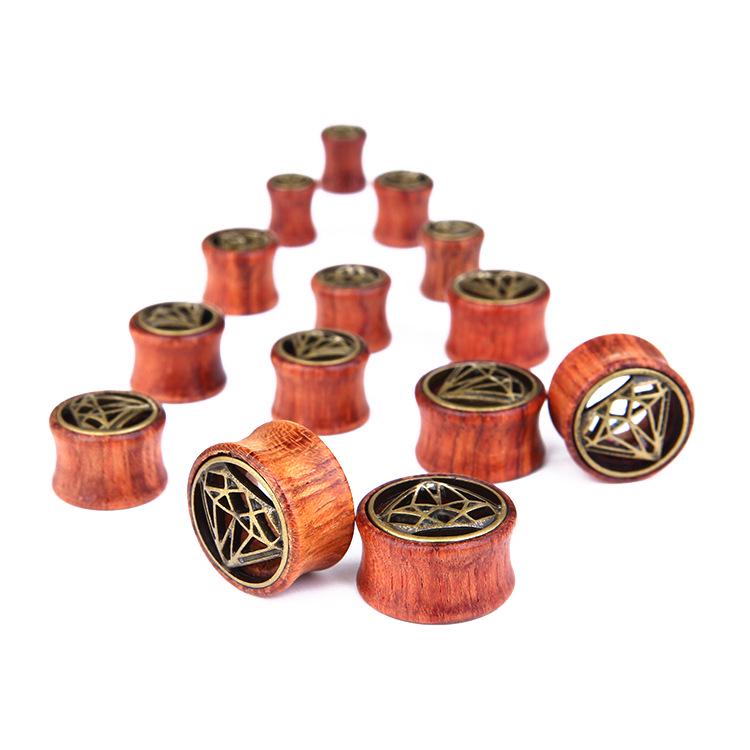 Evropské a americké retro slitinové náušnice s diamanty a dřevem - Trendy, vysoce kvalitní, žádané šperky