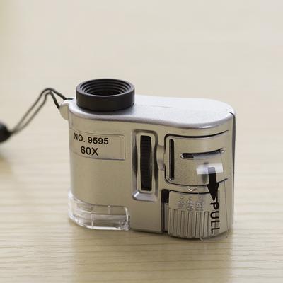 1Pc  LED Mini High Definition 9595 Student Microscope White Silver Optional,