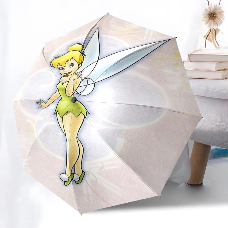 Reiseregschirm im Tinkerbell-Design - 8 Rippen, Automatisches Öffnen und Schließen, Tragbares FaltDesign, Kompakter und Stilvoller Regenschirm