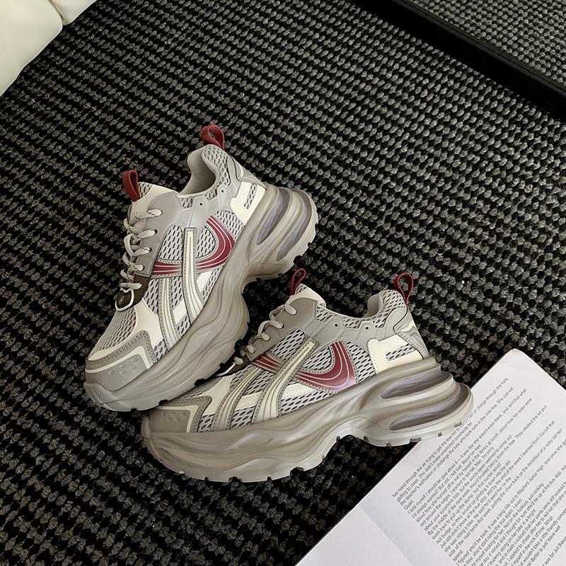 

[Fanfna] Dad Shoes Girl 2025 Autumn New Thick-soled Versatile Lightweight Breathable Mesh Casual Sneakers 40 шампанского