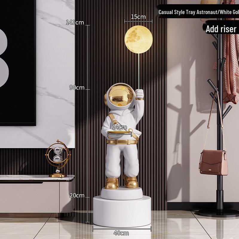 Large Astronaut Figurine with Starry Sky Light – Floor-Standing Decoration for Living Room or TV Cabinet, Perfect Housewarming Gift.