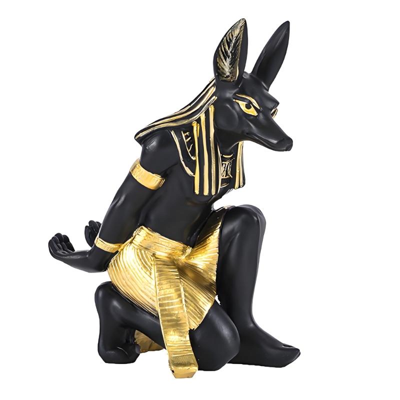 Exotic Themed Wine Rack With Bastet Anubis Statue Design Ancient Egyptian God Resin Kitchen Decors For Wine Enthusiasts