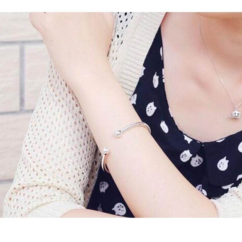 ANENJERY New Simple Ball Bracelet Couple Open Bracelet Pair Women Men Wedding Jewelry Wholesale