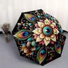 1pc Peacock Feather Mandala Artwork Umbrella with Plastic Handle,Suitable for All Seasons Home Travel Outdoor UmbrellaB1824