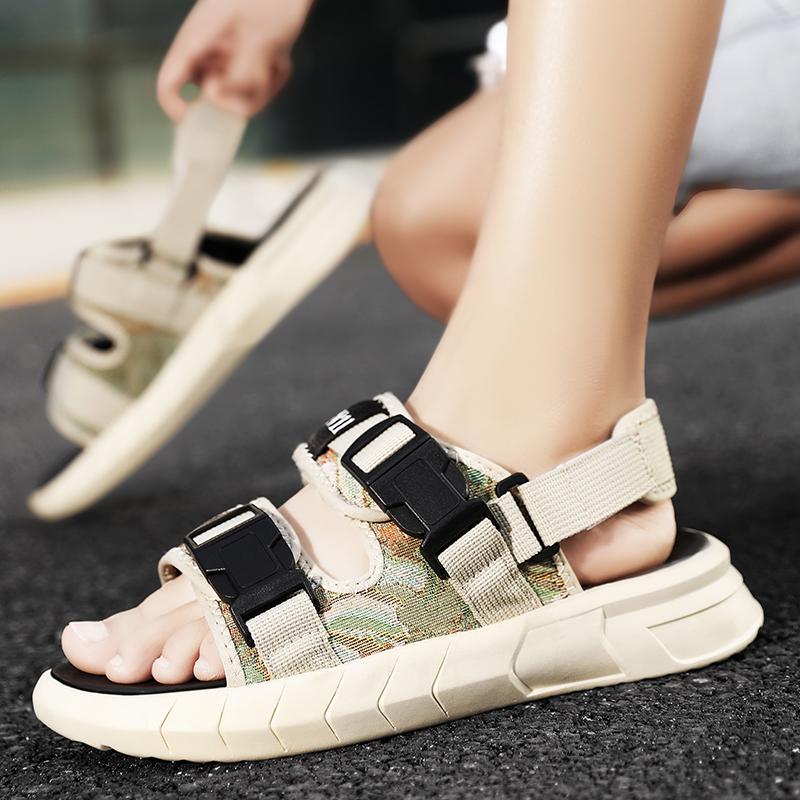 2024Men Sandals Shoes High Quality Breathable Oil Painting  Sandals Man Summer Outdoor Lightweight Beach Sandals One On Slippers