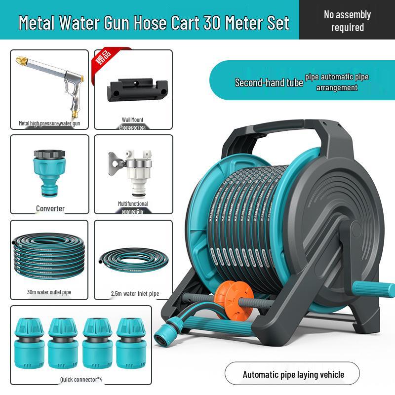 High-Pressure Water Hose with Automatic Storage Reel for Gardening and Car Washing