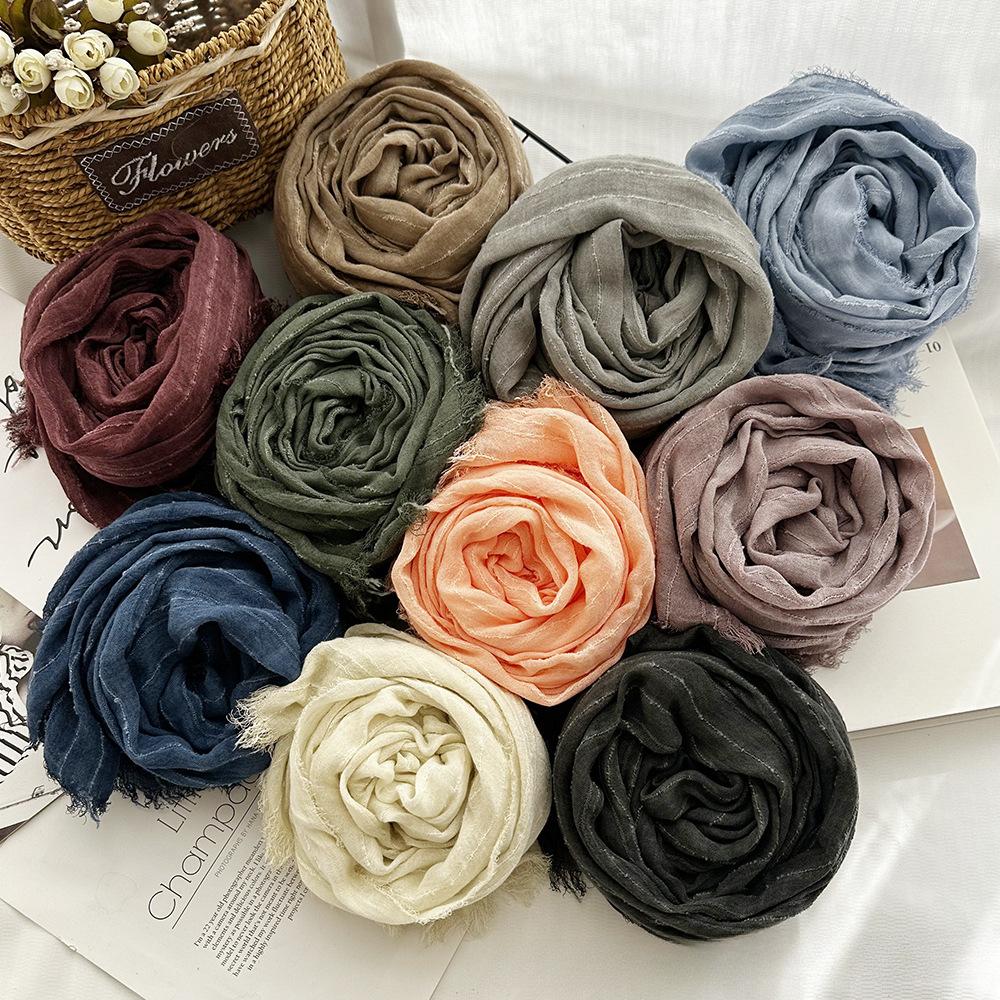 New Spring and Summer Scarf for Women Thin Medium-length Scarf for Art Retro Men Cotton Scarf