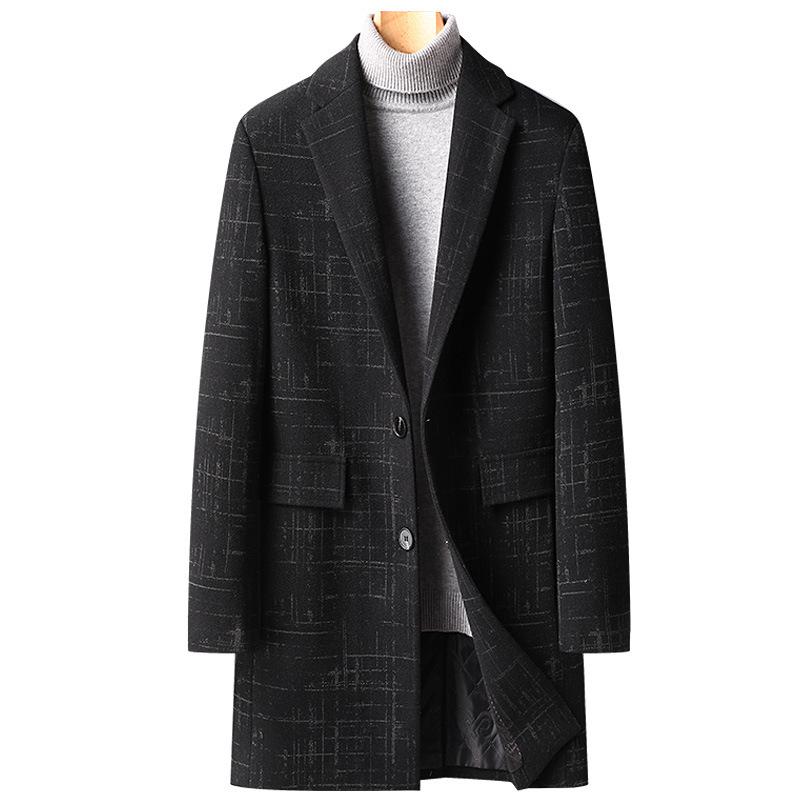 

Осень и зима Новое приталенное пальто средней и длинной длины Мужское пальто 2XL чёрный