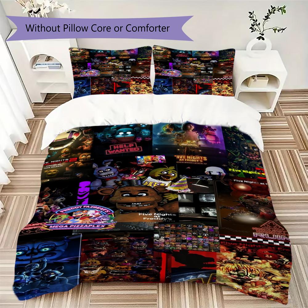 Five Creepy Nights Freddy'S Bedding Without Core 1 Duvet Cover 2 Pillowcase Without Core Soft And Comfortable Christmas Birthday Gift
