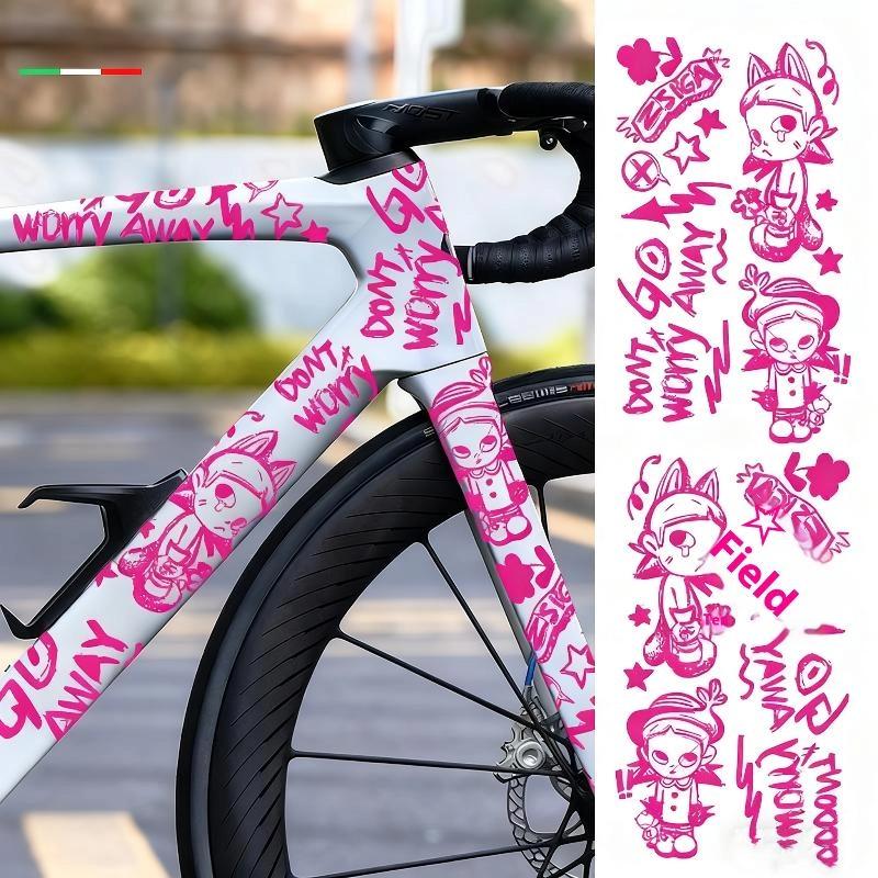 1 Set MTB Rennrad Rahmen Aufkleber Cartoon DIY Reflektierend Wasserdicht Fahrrad Aufkleber Für Fahrrad Rahmen Oberrohr