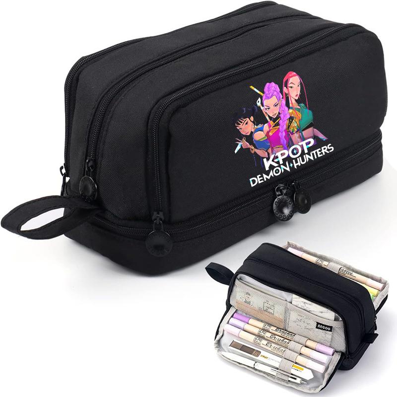 High Quality Kpop Demon Hunters High-capacity Pencilcase Rumi Mira Zoey Girl Stationery Pouch Cartoon Student Pencil Bag School Supplies
