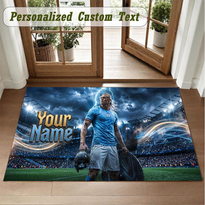 Crystal Velvet Square Rug Custom NameErling Haaland Pattern Non Slip Home Floor Decor Rug