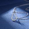 925 Sterling Silver Wind Water Drop Pendant Necklace - Korean Style, Simple, Fashionable with Small Diamond Inlay