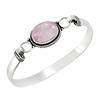 Vintage 925 Silver Natural Rose Quartz Bangle Handmade Oval 10*14mm Pink Natural Stone Bracelets Gifts Fine Jewelry for Women