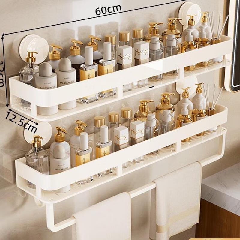 Weipelo Double-Layer Bathroom Shelf with Hooks