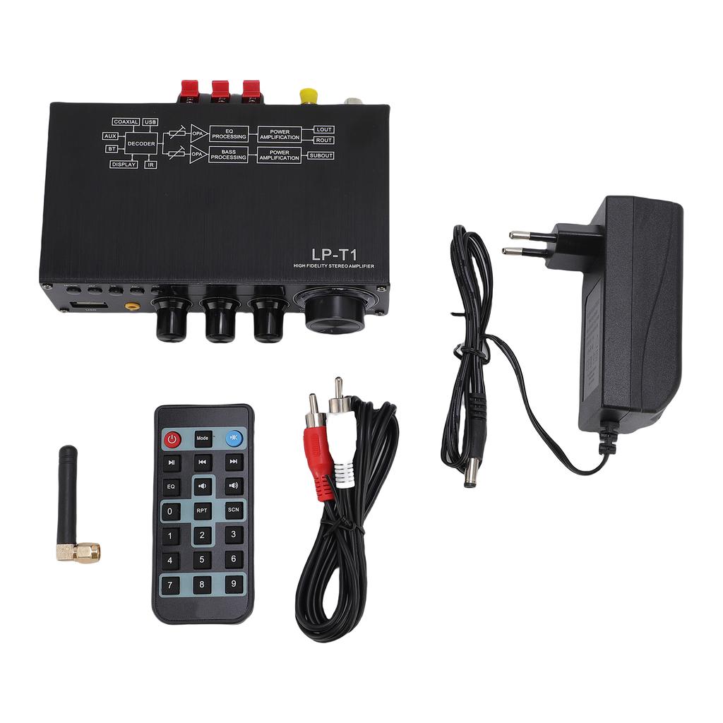 2.1 Channel Stereo Amplifier Bluetooth 5.1 HiFi Digital Subwoofer Amplifier Receiver with Remote Control for Home